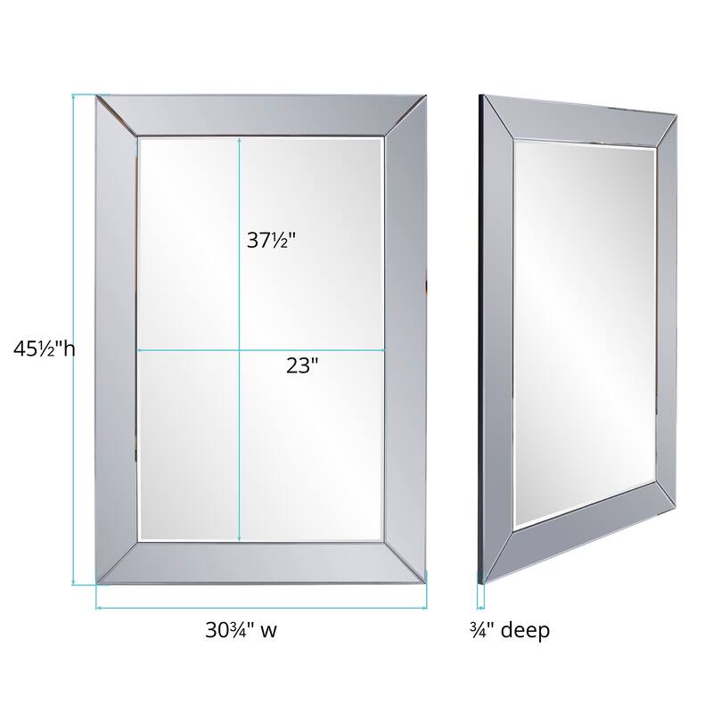 Allan Andrews Rectangular Wall Mirror with Mirrored Smoky Gray Wood Frame - 30.3/4" x 45.1/2" x 3/4"