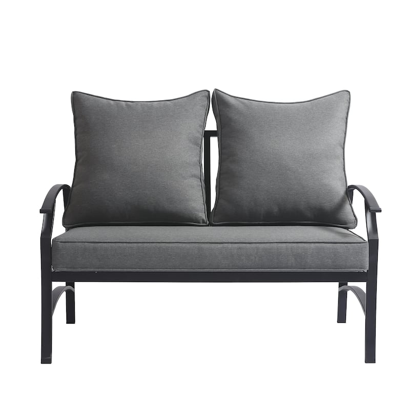 DREAMSIDEA Outdoor Metal Cushioned Loveseat Sofa