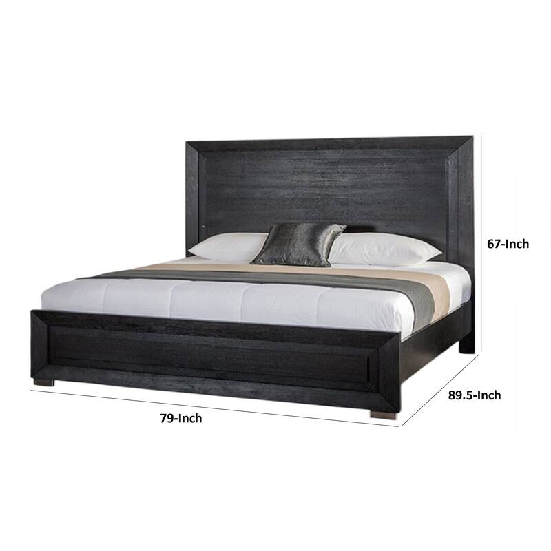 Ashen California King Bed, LED Headboard, Chrome Metal Legs, Black Wood