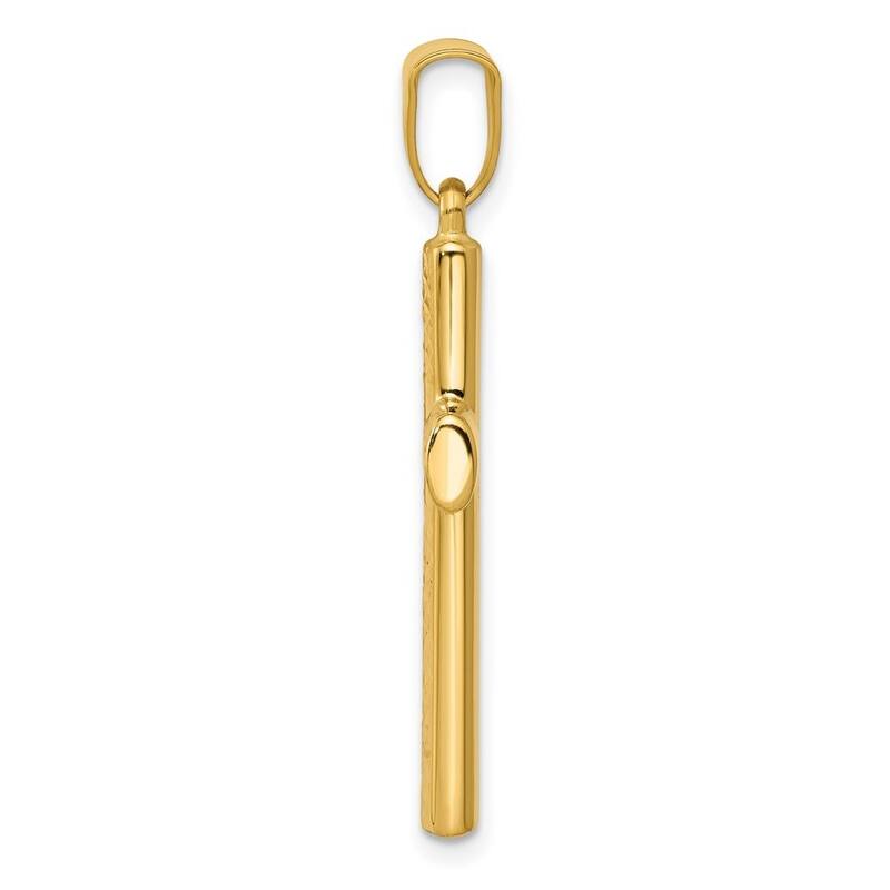 Curata 14k Yellow Gold 18" Textured Polished Reversible Cross Necklace - 36x18mm