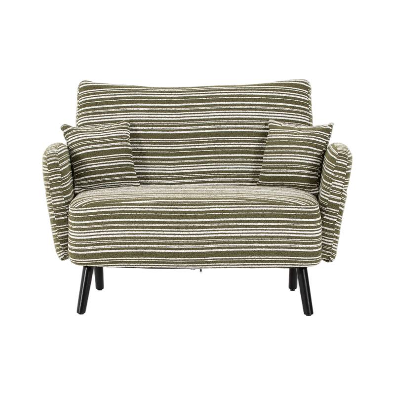 Modern 2-Seater Sofa Deep-Seated Sofa with Armrest Pillows and Side Storage Pockets, for Bedroom, Small Spaces, Apartment