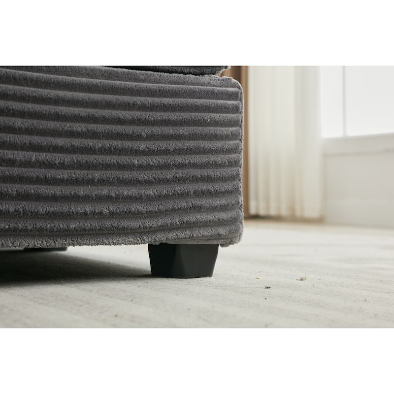 Modular Convertible Sectional Sofa with 2 Ottomans, 2 Seaters Corduroy Arms Couch, Loveseat Sofa with Cup Holders & USB Ports