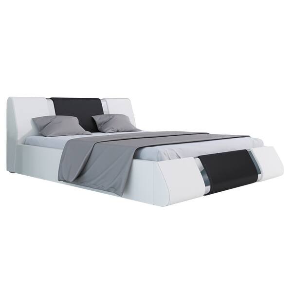 Rio Modern Upholstered Low Profile Platform Bed With Storage Overstock 31932344 White Black King