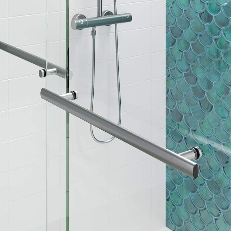 Seawin Mara Frameless ByPass Sliding Glass Shower Door 44 - 48 in. W x 78 in. H 3/8 in. (10 mm) Thick Clear Tempered Glass