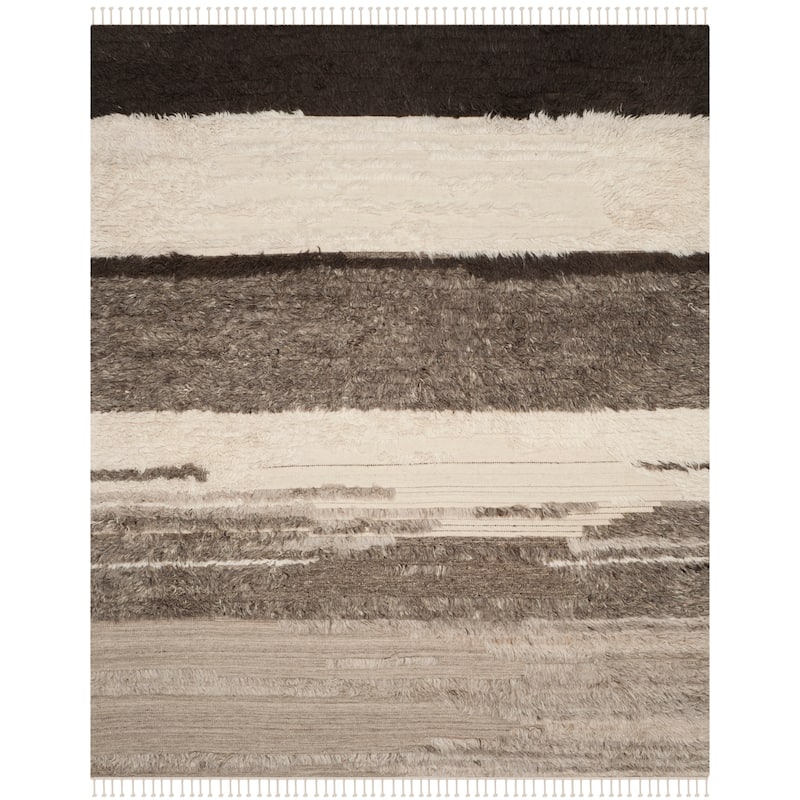 SAFAVIEH, Hand-knotted Kenya Kaushal Southwestern Tribal Wool Rug - 10' x 14' - Ivory/Grey