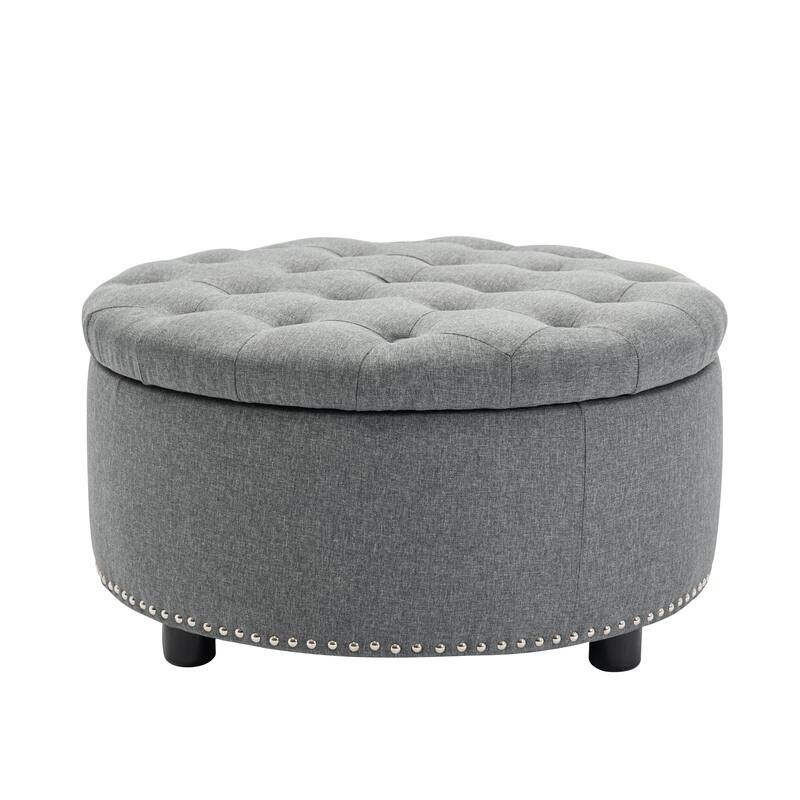 Porthos Home Nala Fabric Round Storage Ottoman