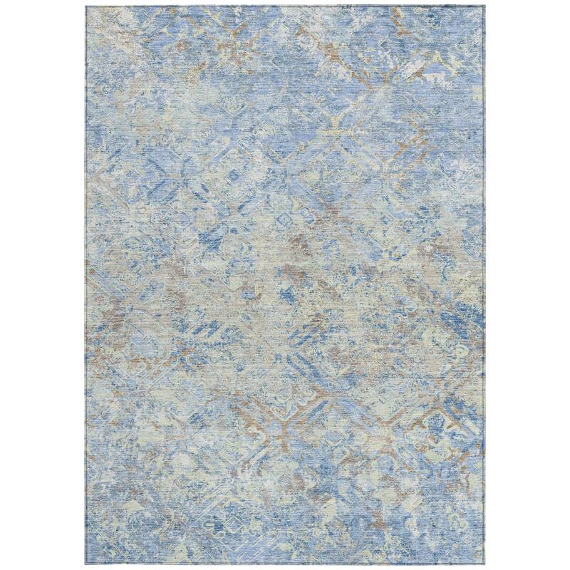 HomeRoots Geometric Transitional Rectangle Outdoor Rug