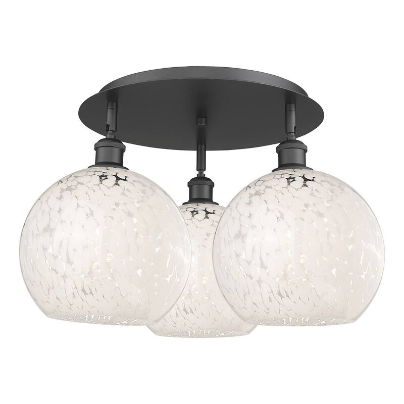 Innovations Lighting 516-3C-13-22-White Mouchette-Ceiling Fixture - Matte Black / White Mouchette