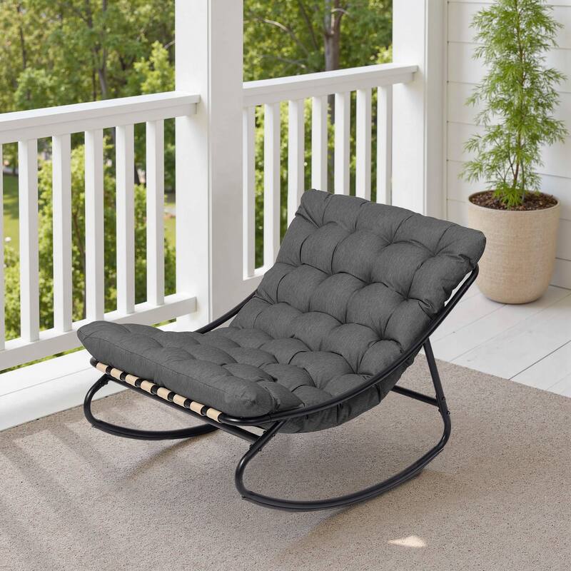 UIXE Outdoor Rocking Chair Lounge Chairs With Cushion
