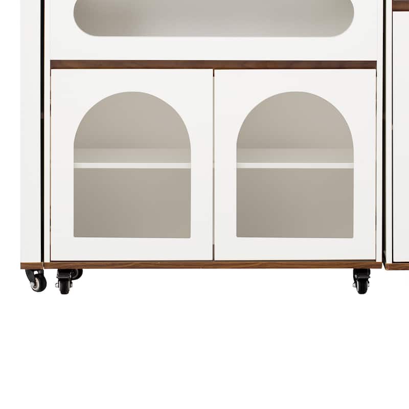 Rolling Kitchen Island with Extendable Table, Drawers, Power Outlet and Brake lock, Storage Cabinet