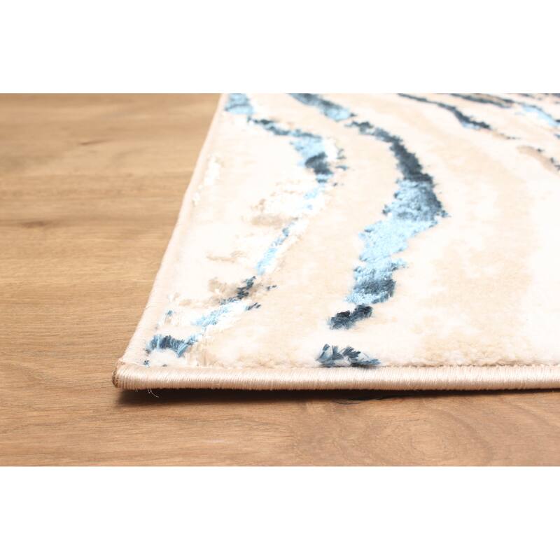 ECARPETGALLERY Machine Made Clara Blue Area Rug