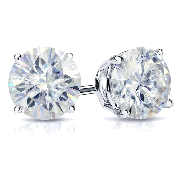 Auriya 1 1/2ctw Round Moissanite Stud Earrings 14k Gold 4-Prong Basket - 5.9 mm. Opens flyout.