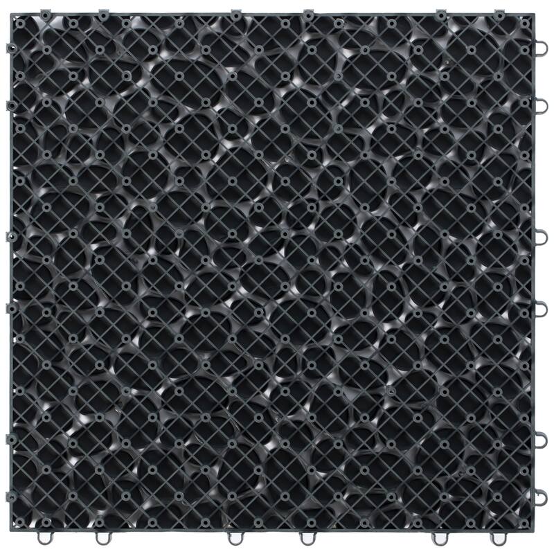 Interlocking Cobbled Stone Look Garden Pathway Tiles, Decorative Floor Grass Pavers Anti- Slip Mat, 5 pack