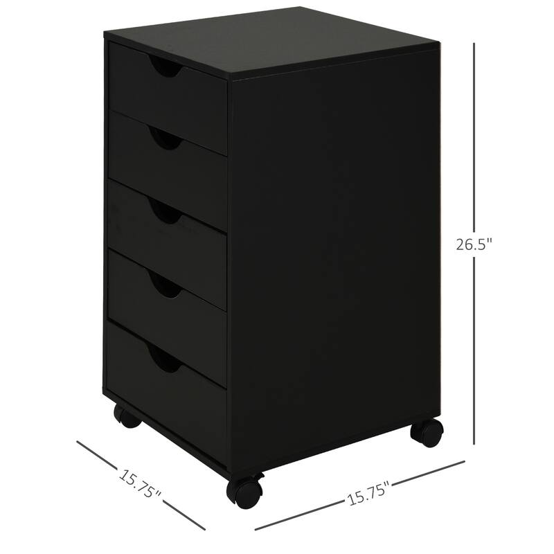 HOMCOM 5 Drawer Storage Organizer with Nordic Minimalist Modern Style & Wheels - 15.75*15.75*26.5