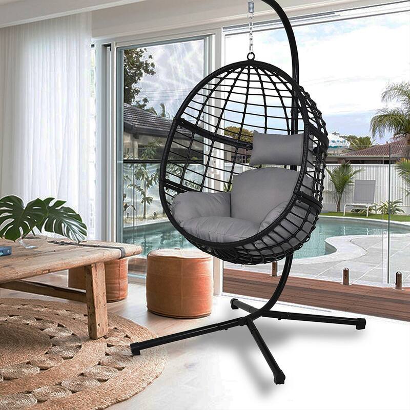 Agats Outdoor Wicker Basket Swing Chair with Cushions by Havenside Home