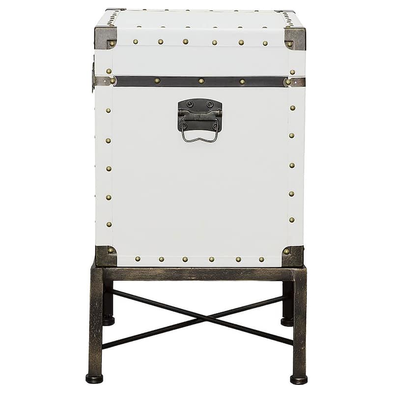 Nancy Upholstered Vintage Side Table Storage Trunk White