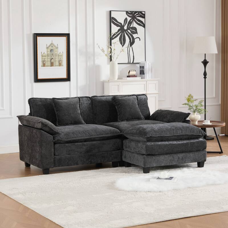 Modern Sectional Couch, for Living Room Bedroom and Apartment, Comfy Double Layer Upholstered Seat Cushion