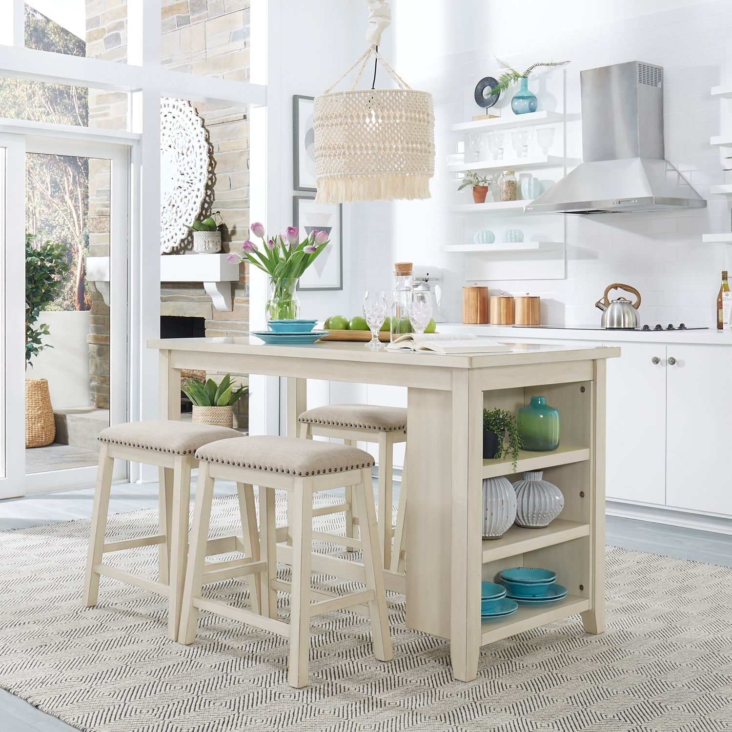 Liberty Furniture Brook Creek 5 Piece Set Kitchen Island Table Counter Height