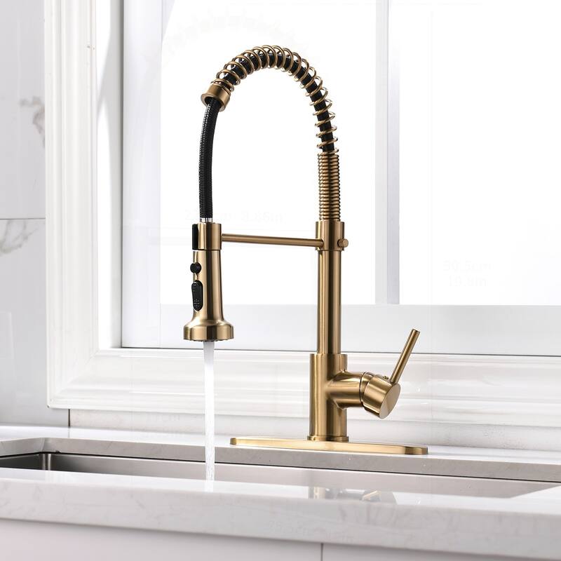 Commercial Kitchen Faucet with Pull Down Sprayer and Deck Plate