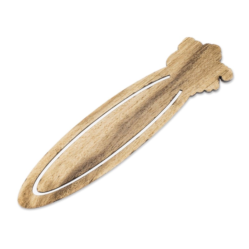 NOVICA Handmade Tropical Hibiscus Recycled Teakwood Bookmark (Costa Rica) - 4.9" H x 1.2" W x 0.2" D