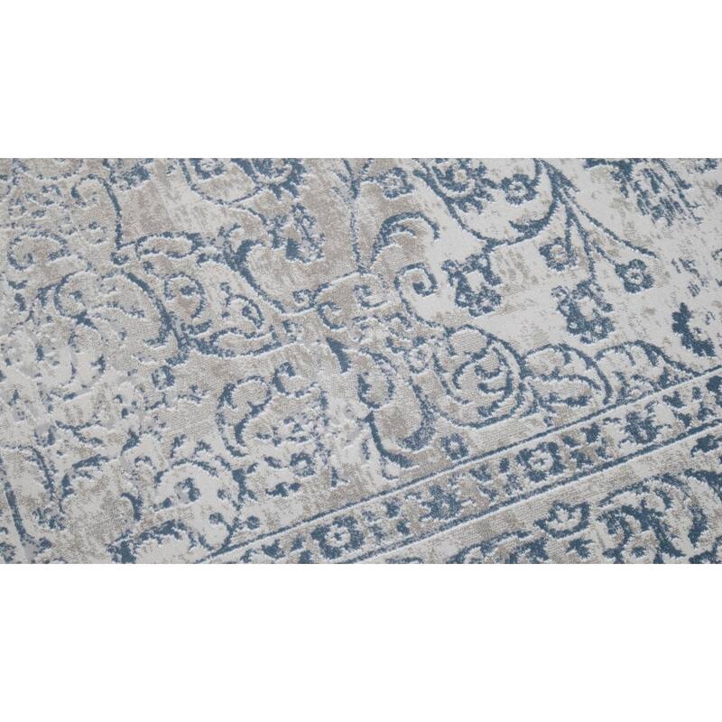 Vintage Blossom Cream Blue Rug