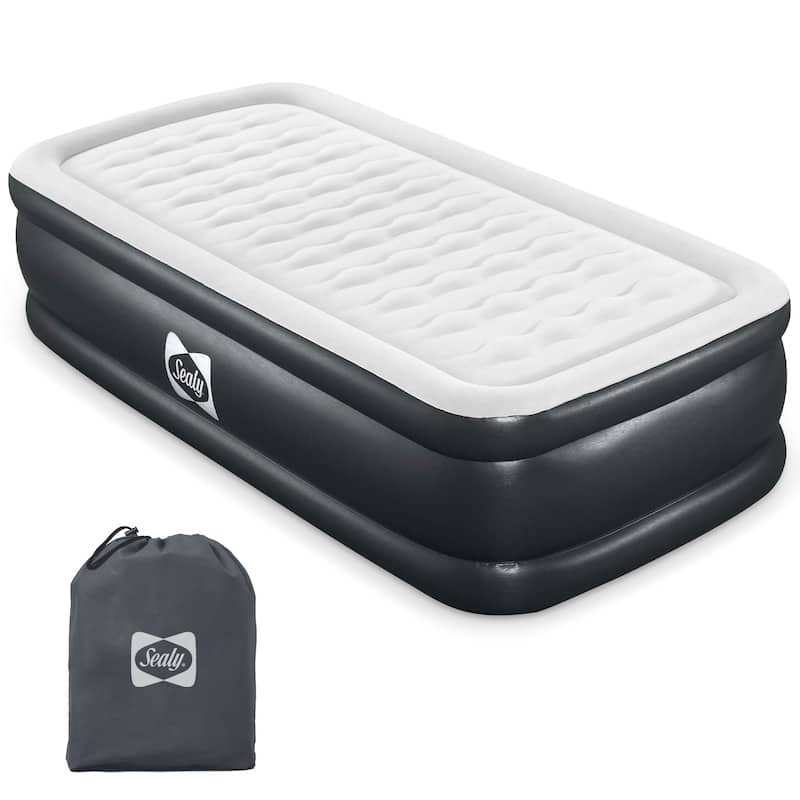 Sealy Tritech Twin Sized 20" Air Mattress Bed 2 Person w/ Built-In AC Pump & Bag - Twin - Grey