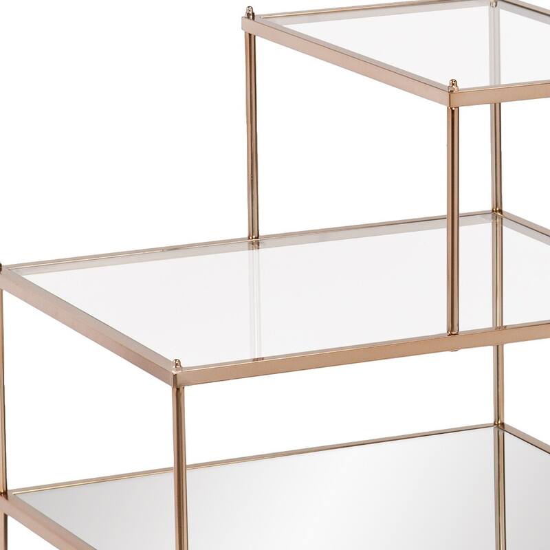 HomeRoots 24" Gold And Clear Glass Tiered Rectangular End Table - 20.5