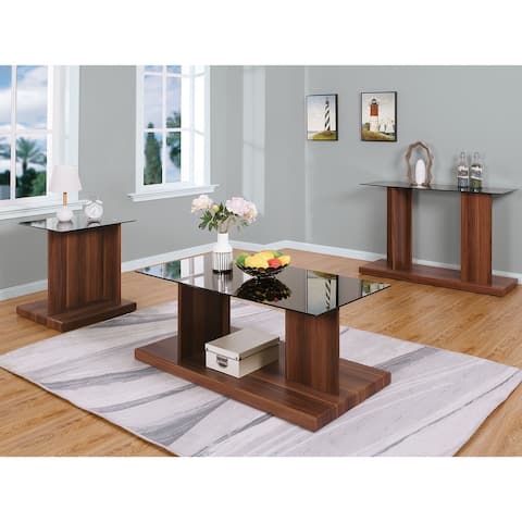 Furniture of America Demoline Glass Top 3-piece Coffee Table Set