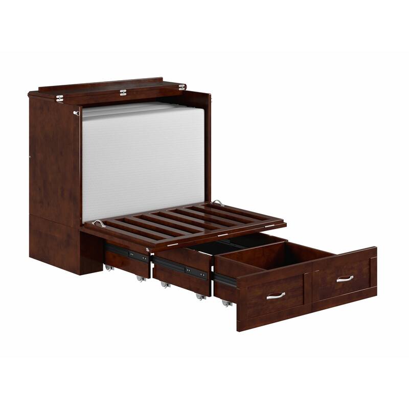 Murphy Bed Chest with Mattress & Charging - Space Saving Folding Bed