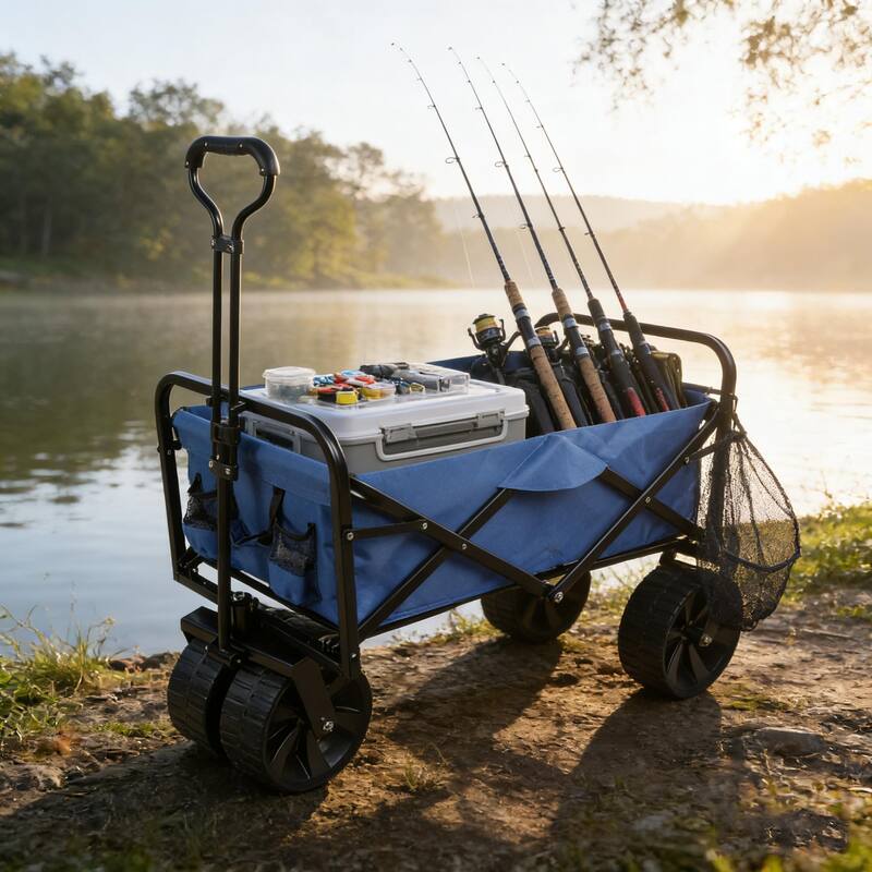 Folding Garden & Beach Utility Wagon Cart, Blue