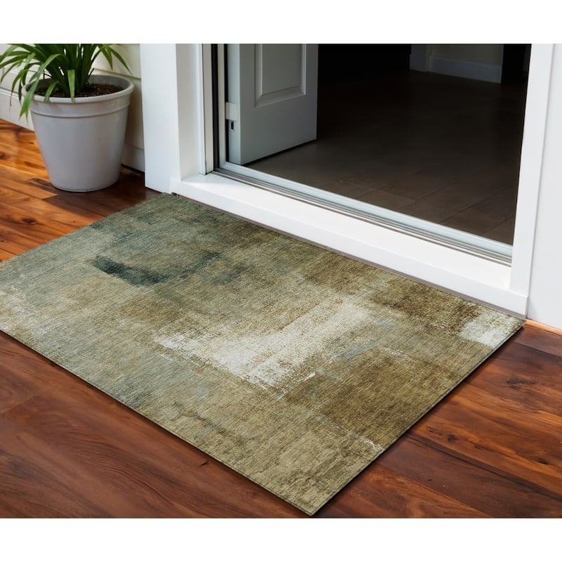 HomeRoots Abstract Transitional Rectangle Outdoor Rug - 3' x 5'