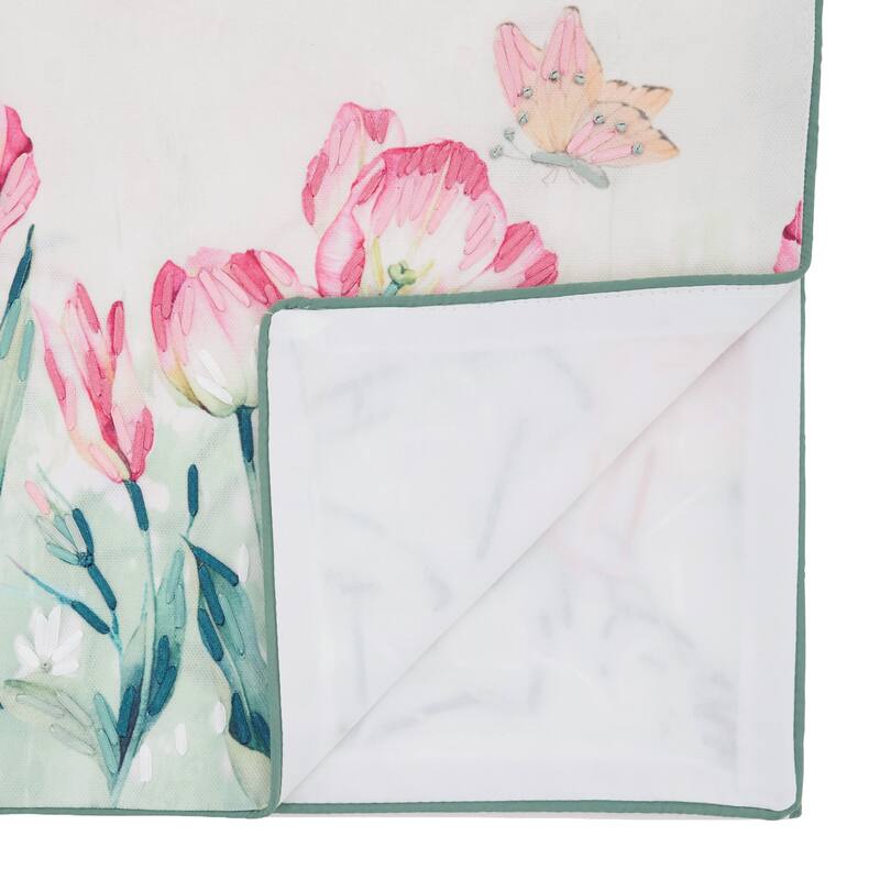 Floral Butterfly Table Runner - Decorative Non-Reversible Lined Table Runner for Dining Table, 16"x72"