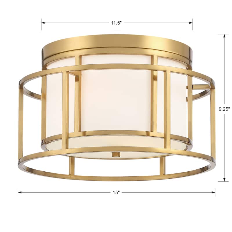 Brian Patrick Flynn for Crystorama Hulton 2 Light Luxe Gold Ceiling Mount - 15''W x 9''H