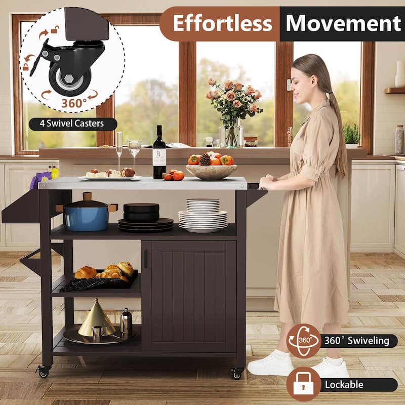 Costway Outdoor Grill Cart Movable Prep Table with Storage Cabinet - See Details
