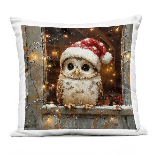 slide 2 of 6, Stupell Festive Owl with Holiday Lights Printed Outdoor Throw Pillow Design by Riley B Accent - Polyester - Brown - Single