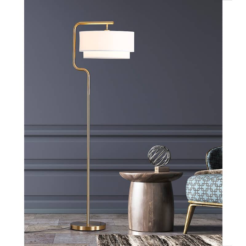 Aviate 63"H Metal Floor Lamp - BrushedBrass /WhiteShade