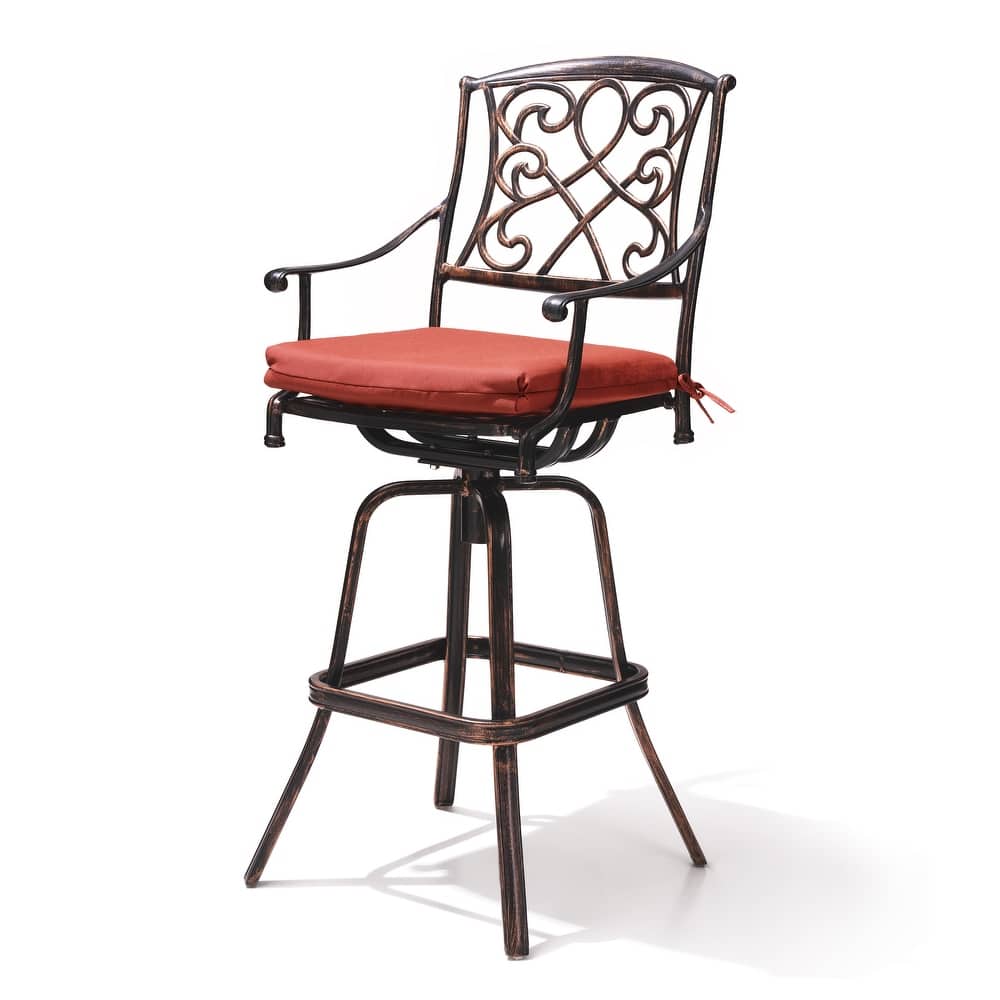 VredHom Outdoor Swivel Bar Stool with Sunbrella Cushion