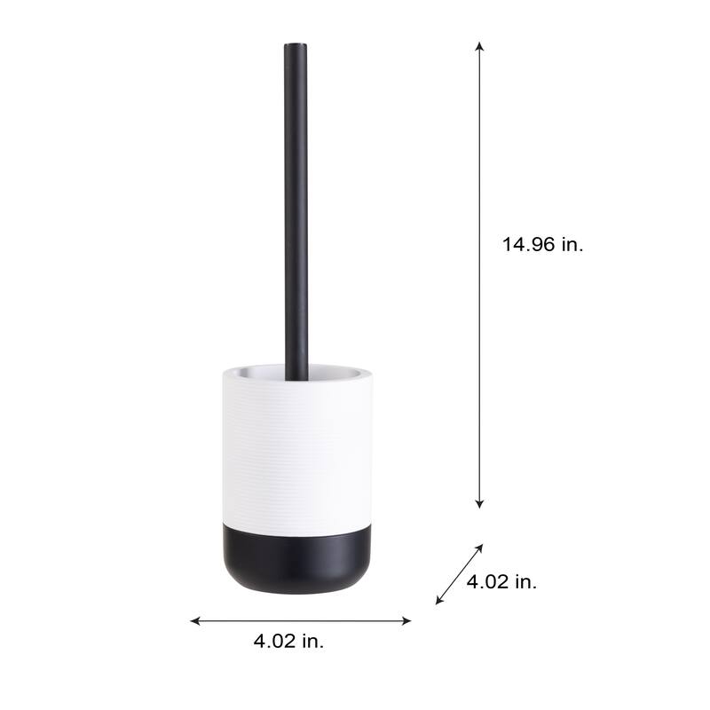 Bath Bliss Monochrome Toilet Brush in White & Black - 4"x 4"x 14.96"