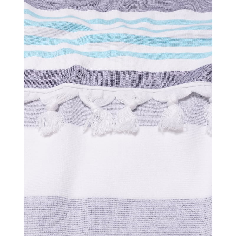Superior Bahari Stripe Fouta Beach Towel with Tassels - 35" x 68"