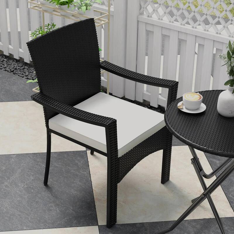 Outdoor Patio Wicker Bistro Furniture Set with Cushions, for Garden