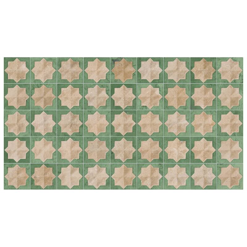 Merola Tile Tetuan Astre Cotto Emerald 12-1/8" x 21-7/8" Porcelain Wall Tile