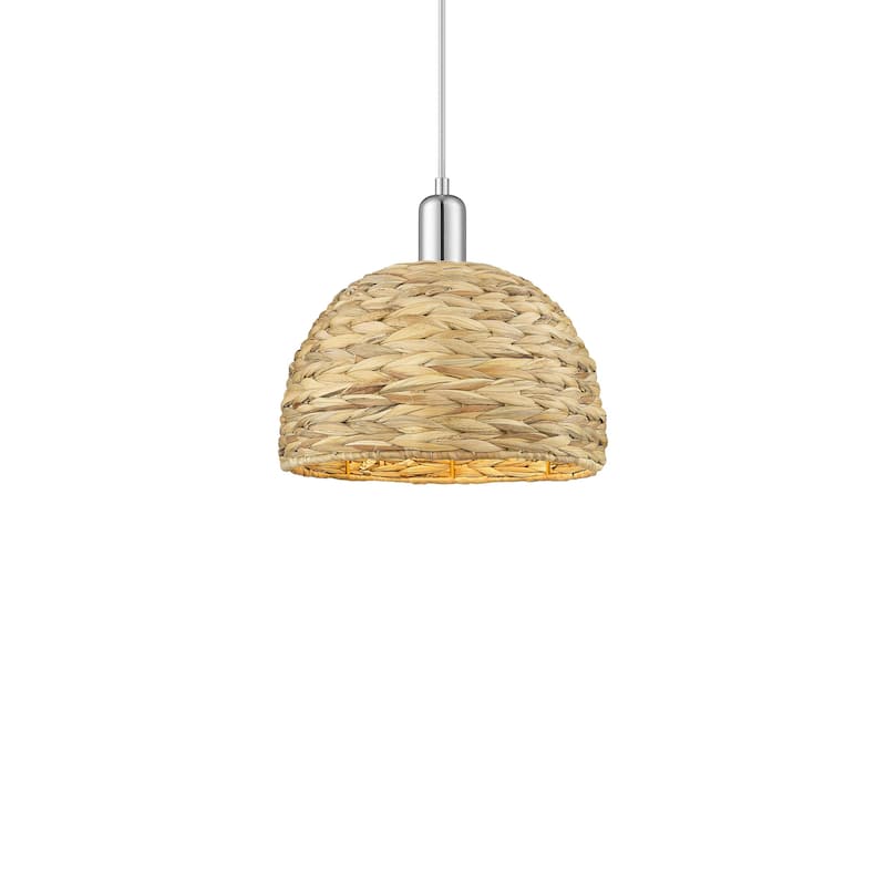 Innovations Lighting 716-1P-12-12 Woven Rattan Pendant Woven Rattan - Polished Chrome / Natural