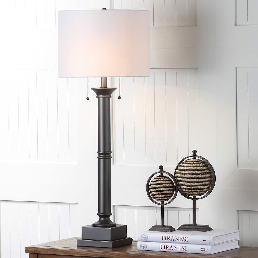 SAFAVIEH Lighting Tanisha 35-inch Column Dark Grey Table Lamp (Set of 2) - 14Wx14Dx36H
