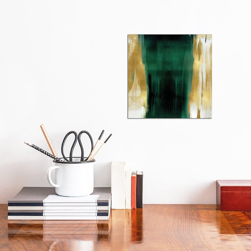 iCanvas "Free Fall Emerald with Gold II" by Christine Wright Canvas Print - 12x12x0.75