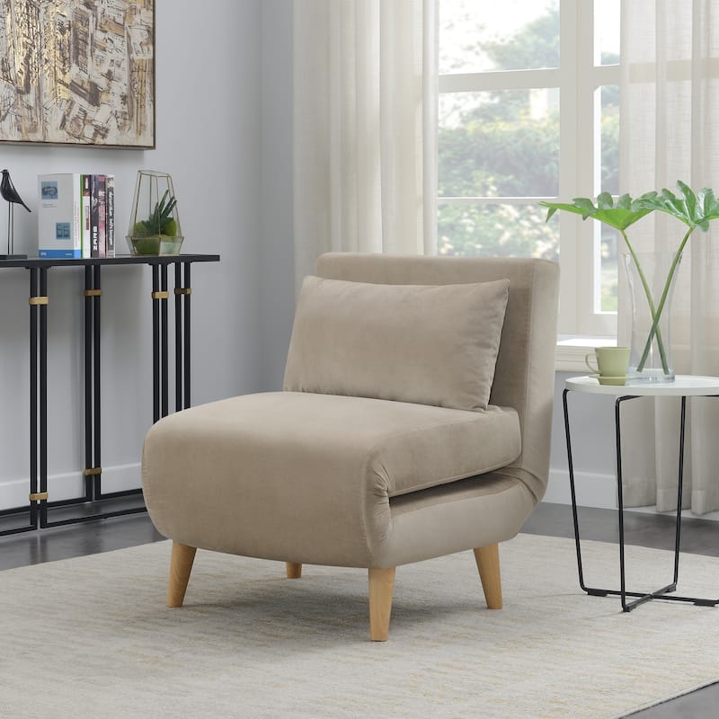 Convertible Upholstered Sofa Bed Sleeper Chair - Beige