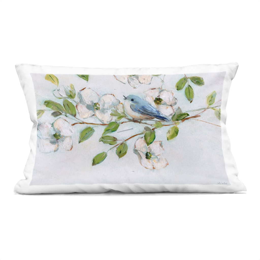 Stupell Bluebird on Dogwood Branch Decorative Printed Throw Pillow Design by Sally Swatland