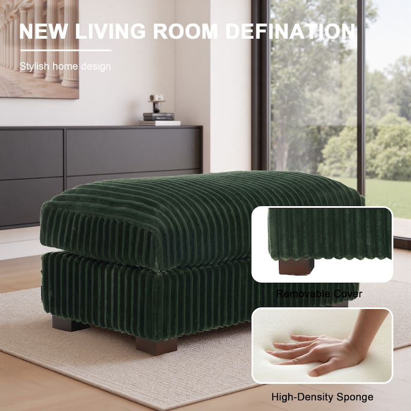Modern Interior Rectangle Faux Fur Ottoman