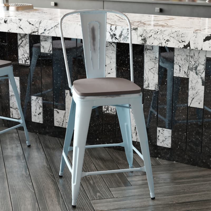 All-Weather Counter Height Stool with Poly Resin Seat
