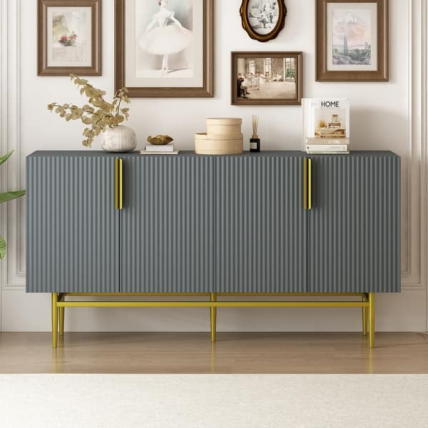 Modern Elegant 4-door Sideboard Gold Metal Handle Buffet Cabinet - On Sale - Bed Bath & Beyond