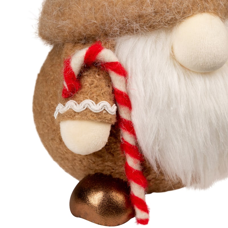 Gingerbread and Candy Gnome Christmas Decoration - 17" - Beige and White